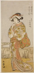 Skuespilleren Nakamura Noshio I som en dragejomfru forkledd en Tamanami, i stykket Oyafune Taiheiki, fremført på Ichimura Theatre i den ellevte måneden, 1775