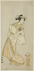 Skuespilleren Nakamura Noshio I som ånden til kurtisanen Takao, i shosagoto-dansesekvensen "Sono Utsushi-e Matsu ni Kaede" (Et skyggebilde av furu og lønn), den siste scenen i andre del av stykket Keisei Momiji no Uchikake (Kurtisane i en overkimono)