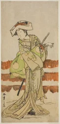 Skuespilleren Onoe Kikugoro I som Tonase i stykket Kanadehon Chushin Nagori no Kura, fremført på Nakamura Theatre i den niende måneden, 1780
