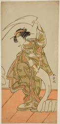 Skuespilleren Segawa Kikunojo III som kurtisan Kisegawa i en "Nuno Sarashi"-dans, i stykket Hana-zumo Genji Hiiki, fremført på Nakamura Theatre i den ellevte måneden, 1775