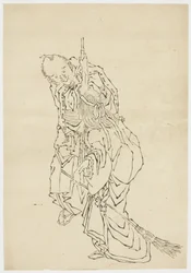 Jo and Uba; Theme of Takasago, ca. 1815-1849 (ink on paper)