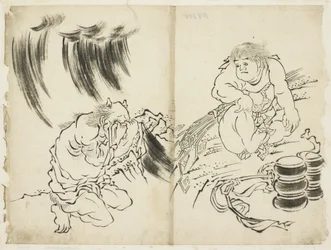 Personifisering av Storm med Kintaro og Weeping Oni, ca. 1815-1849 (blekk på papir)
