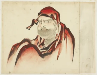 Red-Robed Daruma, ca. 1815-1849 (blekk og farge på papir)