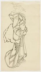 Walking Courtesan (studie), ca. 1815-1849 (blekk på papir