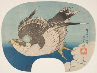 A Hawk in Flight, ca. 1840 (treblokktrykk)