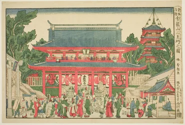 Et perspektiv: The Two Deva Kings Gate of Kinryuzan Temple (Ukie: Kinryuzan niomon no zu)