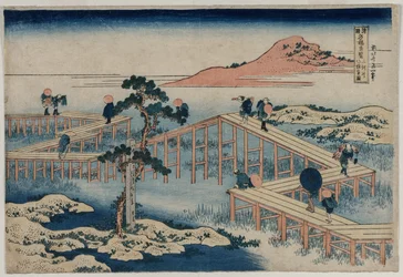 Et eldgammelt bilde av broen med åtte deler i Mikawa-provinsen (fra serien Curious Views of Famous Bridges in the Provinces)
