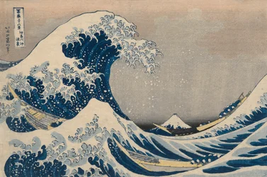 Beneath the Waves utenfor Kanagawa, også kjent som The Great Wave, fra serien Thirty-Six Views of Mount Fuji