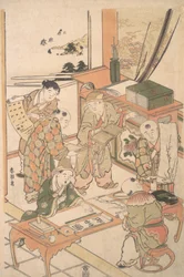 Kinesiske gutter som lærer å skrive og male, ca. 1785.