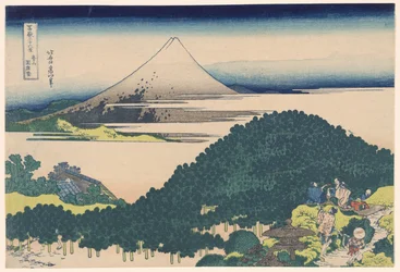 Cushion Pine Tree at Aoyama (Aoyama Enza no matsu), fra serien "Thirty-six Views of Mount Fuji (Fugaku sanjurokkei)"