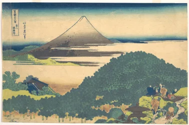 «Pine-treet ved Aoyama» (Aoyama enza no matsu), fra serien «De tretti-seks utsiktene over Fuji-fjellet» (Fugaku sanjūrokkei)