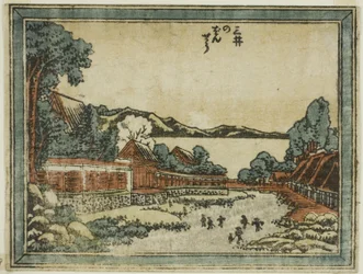 Evening Bell at Mii (Mii no bansho), fra serien Eight Views of Omi in Etching Style (Doban Omi hakkei)