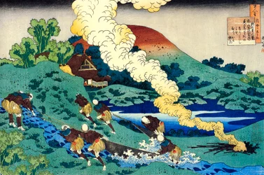 Fra serien Hundred Poems by One Hundred Poets: Kakinomoto no Hitomaro, c1830.