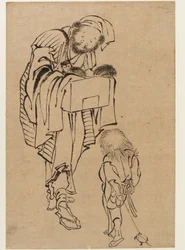 Man and Boy, Edo Period (blekk på papir)
