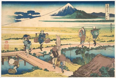 Nakahara i Sagami-provinsen (Sōshū Nakahara), fra serien «De tretti-seks utsiktene over Fuji-fjellet» (Fugaku sanjūrokkei)