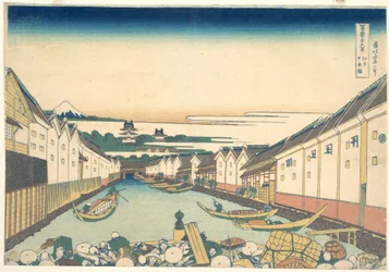 Nihonbashi i Edo (Edo Nihonbashi), fra serien «De tretti-seks utsiktene over Fuji» (Fugaku sanjūrokkei)