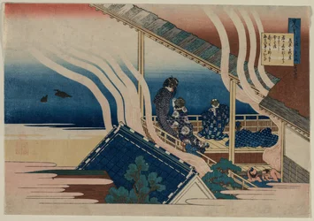 Dikt av Fujiwara no Yoshitaka, fra serien One Hundred Poems by One Hundred..., 1835-36.