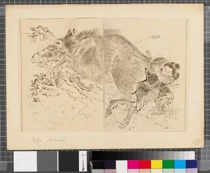 Scener fra krigen mellom Japan og Korea, slutten av 1700-tallet–første halvdel av 1800-tallet (blekk og vask på papir)