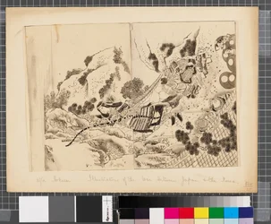 Scener fra krigen mellom Japan og Korea, slutten av 1700-tallet–første halvdel av 1800-tallet (blekk og vask på papir)