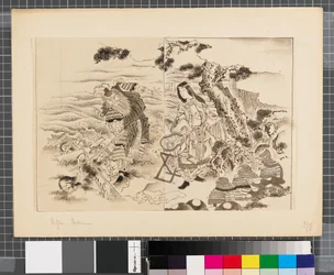 Scener fra krigen mellom Japan og Korea, slutten av 1700-tallet–første halvdel av 1800-tallet (blekk og vask på papir)