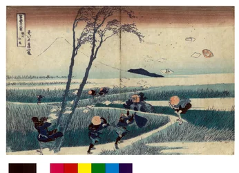 Serie med 36 utsikt over Mount Fuji: utsikt over Ejiri i Suruga-provinsen, Japan - Trykk av Katsushika Hokusai (1760-1849) (ukiyo-e skole) 1830 State Hermitage Saint Petersburg Russland