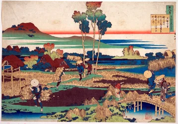 Serie des Cent poemes de cent poetes: ""Tenchi Tenno"" Estampe de Katsushika Hokusai (1760-1849) (ecole ukiyo-e) vers 1830 State Hermitage Saint Petersbourg