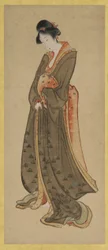 Stående figur av en høy jente, sent på 1700-tallet - begynnelsen av 1800-tallet.