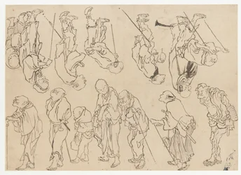 Studier av lamme pilegrimer, Edo-perioden, 1800-tallet.