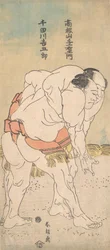 Sumobryterne Takaneyama Yoichiemon og Sendagawa Kichigoro, ca. 1790-93.