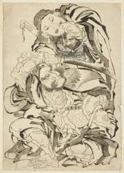 To kinesiske helter, ca. 1815-49 (blekk på papir)