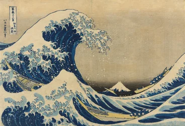 Under the Wave off Kanagawa (Kanagawa oki nami ura), også kjent som The Great Wave, fra serien "Thirty-Six Views of Mount Fuji (Fugaku sanjurokkei)"