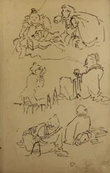 Skisser av østasiatiske legendariske figurer, sent på 1800-tallet.