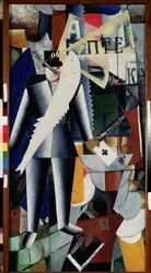 Aviator. Maleri av Kasimir Severinovich Malevich (Malevich, Malevic) (1878-1935), olje på lerret