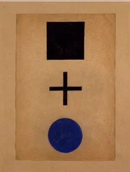 Suprematisme: firkant, kors, sirkel Gouache-maleri av Kazimir Malevich (Malevich, Malevich) (1878-1935) 1919-1920 Privat samling