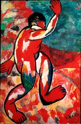 Den badende, maleri av Kazimir Malevitsj (1878-1935), 1910, mål: 105 x 69 cm, Amsterdam, Stedelijk Museum