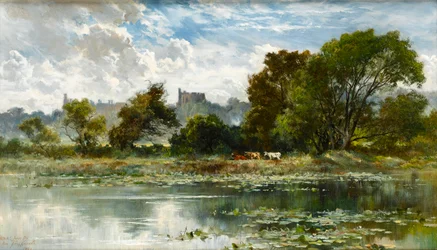 Windsor Castle fra en bakevje i Themsen