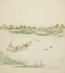 En ferge som krysser Sumida-elven