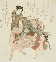 Jente som rir på en okse