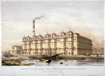 Granary on Canada Wharf, Rotherhithe, London, c1860
