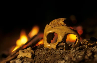 DOH; Neandertalere 130 000 år gammel, hodeskalle av en kvinne, Krapina 3, Krapina-hulen, Balkan