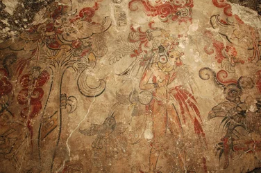 Maya; Maya veggmalerier; San Bartolo; Guatemala; Dr. Bill Saturno, 2002 (bilde)