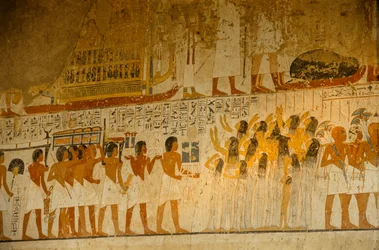 Malt scene av sørgende; Ramoses grav; vesir under Amenhotep III og Akhenaten, 2009 (foto)