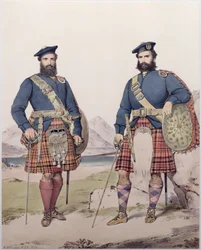 To menn i Highland-kjole, gravert av Vincent Brooks, 1868