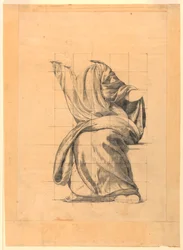 Drapery Study for Figure of Peace i "The Beneficence of the Law," veggmaleri ved Essex County Court House, Newark, New Jersey