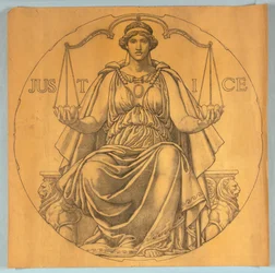 Justice, tegneserie for mosaikk i Wisconsin State Capitol Rotunda