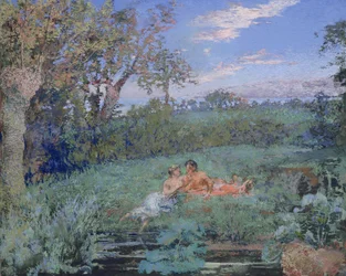 The Lovers on the River Bank, ca. 1910-20 (pastell og akvarell på papp)