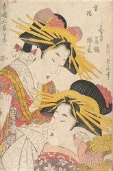 En del m f Hayashi ts av Eizan Kikugawa, Kunisada Utagawa, Draft d Kunimaru Utagawa, 19. linje Tsuryo.