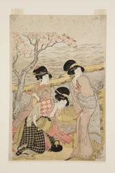 A Sake Party by the Sea (farget treblokktrykk)
