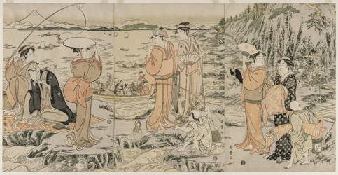 Fiske på klippebrettet ved Enoshima, tidlig på 1790-tallet.