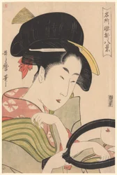 Mirror, fra serien "Eight Views of Tea-stalls in Celebrated Places" ("Meisho koshikake hakkei")